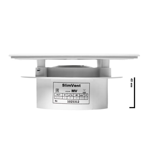 Вытяжной тонкий вентилятор SlimVent МV 100, металл квадрат нержавеющая сталь зеркальная
