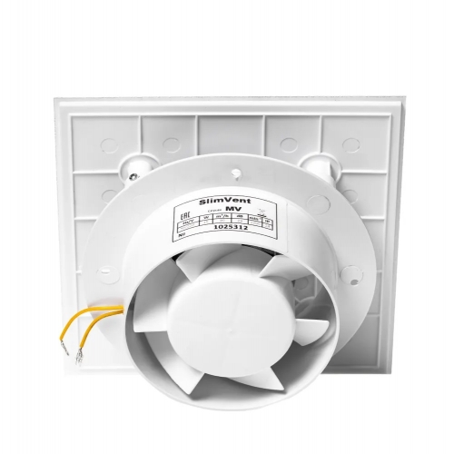 Вытяжной тонкий вентилятор SlimVent МV 100, металл квадрат нержавеющая сталь зеркальная